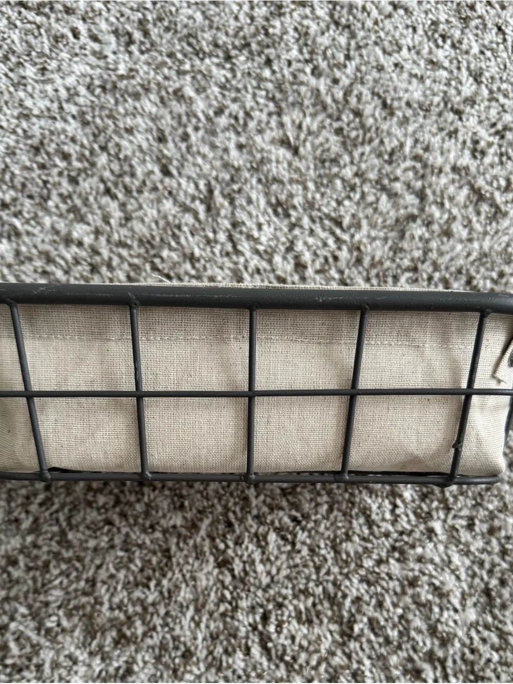 Organic Cotton Lined Storage Basket - Cream Liner, Black Frame